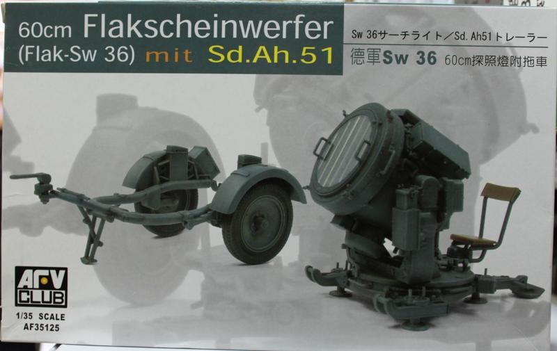 AFV Club 1/35 AF35125 WWII German 60 cm flakscheinwerfer SW 36 mit Sd.Ah.51 