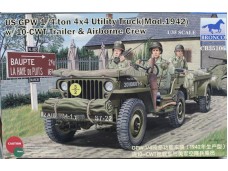 BRONCO US GPW 1/4ton 4×4 Utility Truck (Mod.1942) w/10-cwt Trailer & Airborne Crew 1/35 NO.CB35106