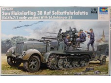 TRUMPETER 小號手 German 2cm Flakvierling 38 auf Selbstfahrlafette (Sd.Kfz.7/1 early version) with Sd.Anhanger 51 1/35 NO.01523