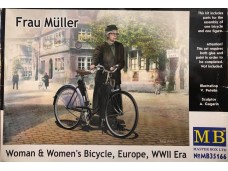 MB Woman & Women's Bicycle , Europe , WWII Era 婦女 腳踏車 比例 1/35 組裝模型 Master Box MB35166