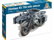 ITALERI 7406 - Scala 1/9  ZUNDAPP KS 750 with Sidecar 德軍 邊車 摩托車 組裝模型  需黏著+上色